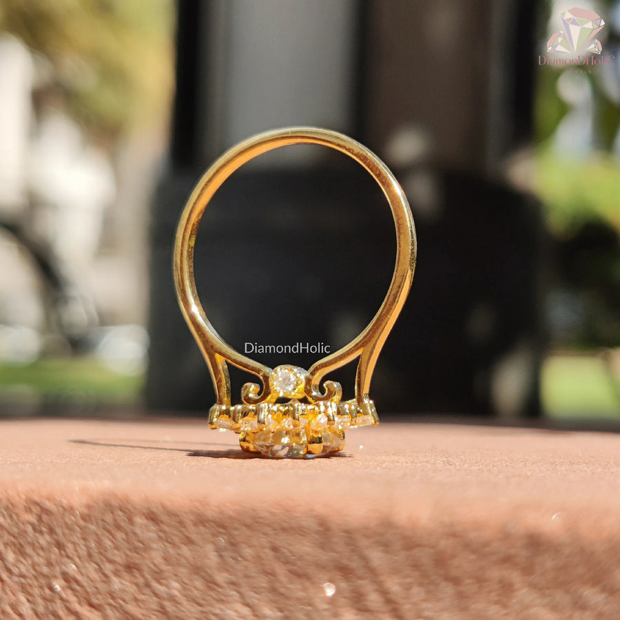 Round Centre Stone Moissanite Cluster Engagement Ring