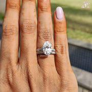oval moissanite ring | white gold engagement ring | bridal ring set
