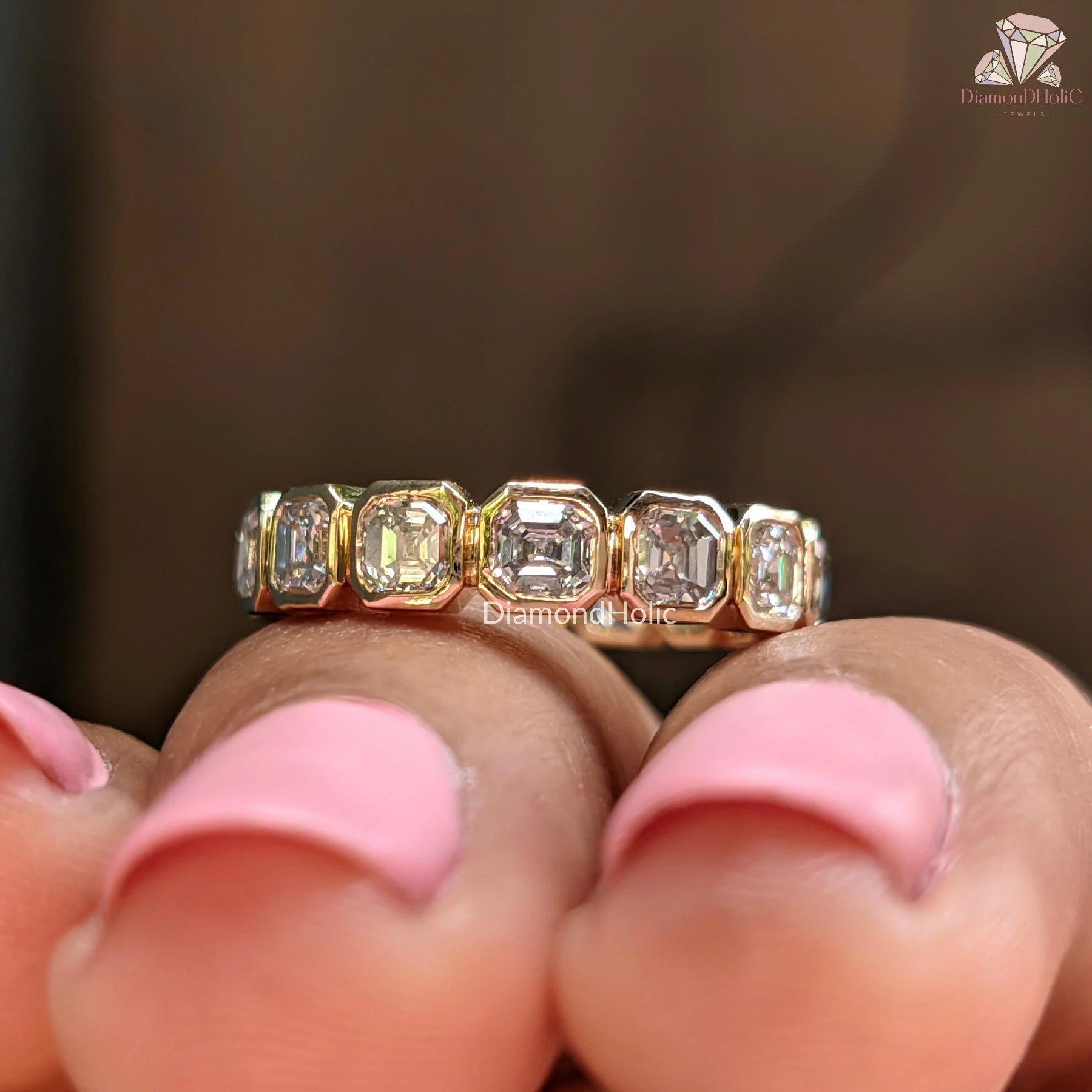 Asscher cut moissanite ring