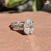 bridal moissanite ring set | white gold ring set | oval solitaire moissanite
