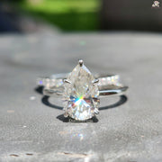 Classic Engagement Set | Pear Cut Forever Ring | Love Eternity Band

