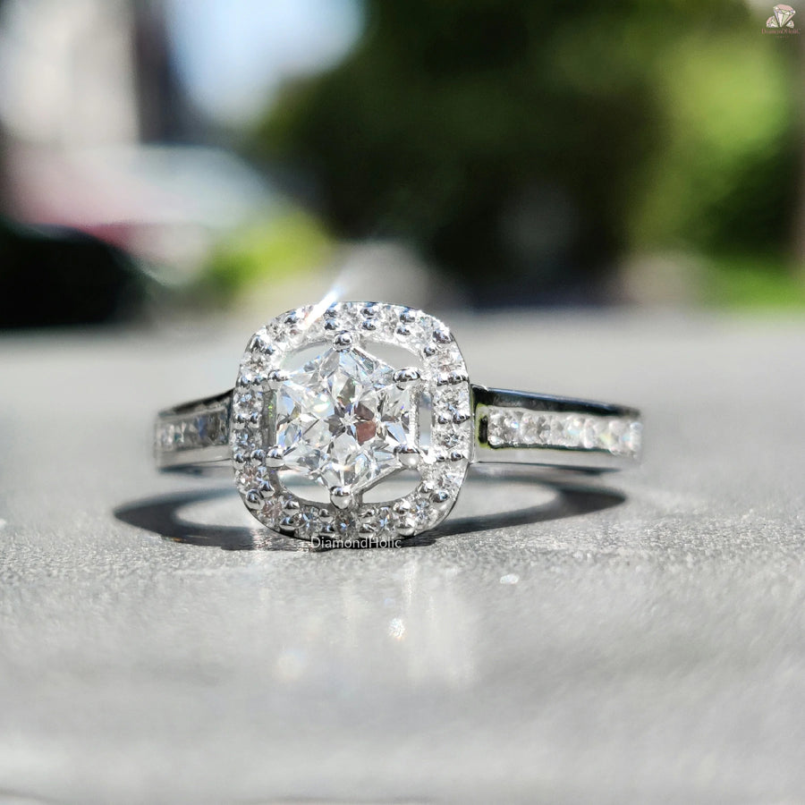Hexagon Shape Diamond Ring | Women’s Wedding Jewelry | Elegant Halo Ring

