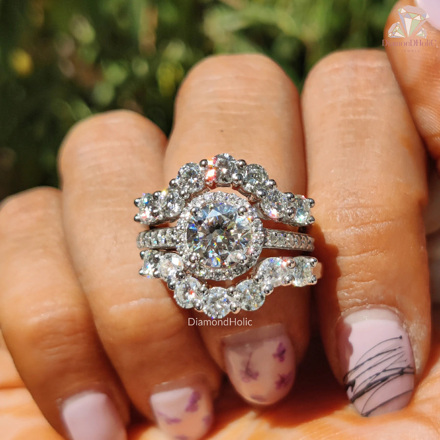 bridal ring set | vintage ring design | moissanite diamond
