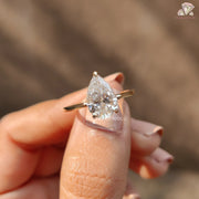 Minimalist Pear Cut Engagement Ring | Affordable Lab Grown Diamond Ring | Unique Simple Engagement Jewelry