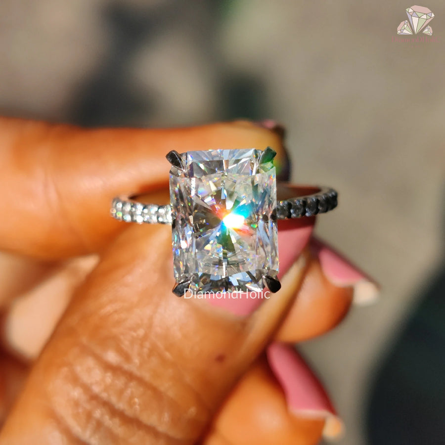 Handmade Radiant Cut Ring | Dazzling Moissanite Diamond Gift | Moissanite Anniversary Gift