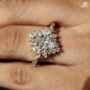 Marquise Cut Moissanite Floral Cluster Halo-Vintage Engagement Ring