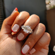 Classic three stone moissanite ring