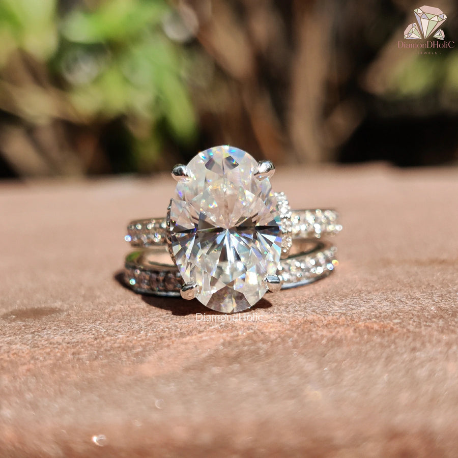 moissanite ring for women | wedding ring set | moissanite white metal
