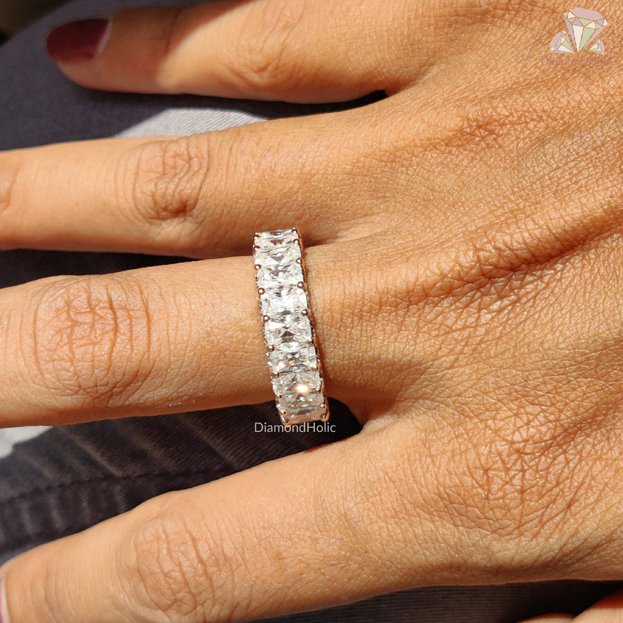 Classic Radiant Cut Eternity Band | Unique Wedding Band for Women | Moissanite Anniversary Gift 