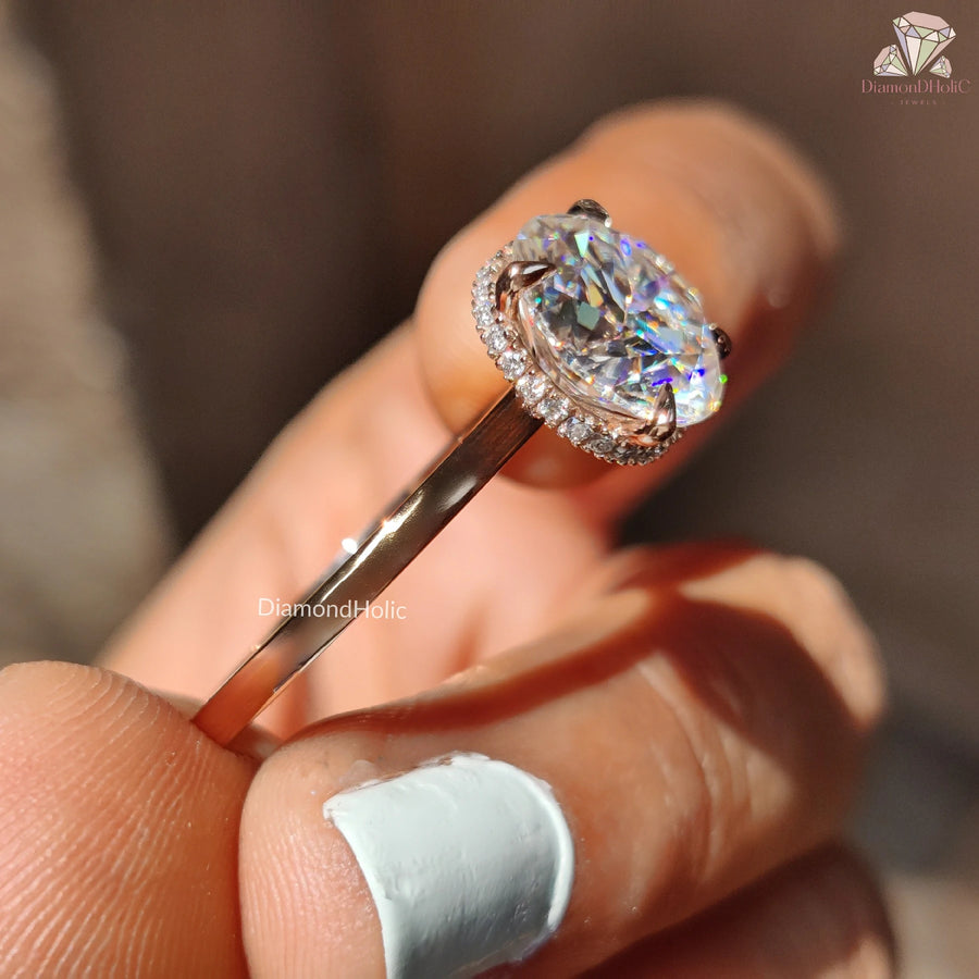 halo setting engagement ring | luxury bridal ring | moissanite jewelry

