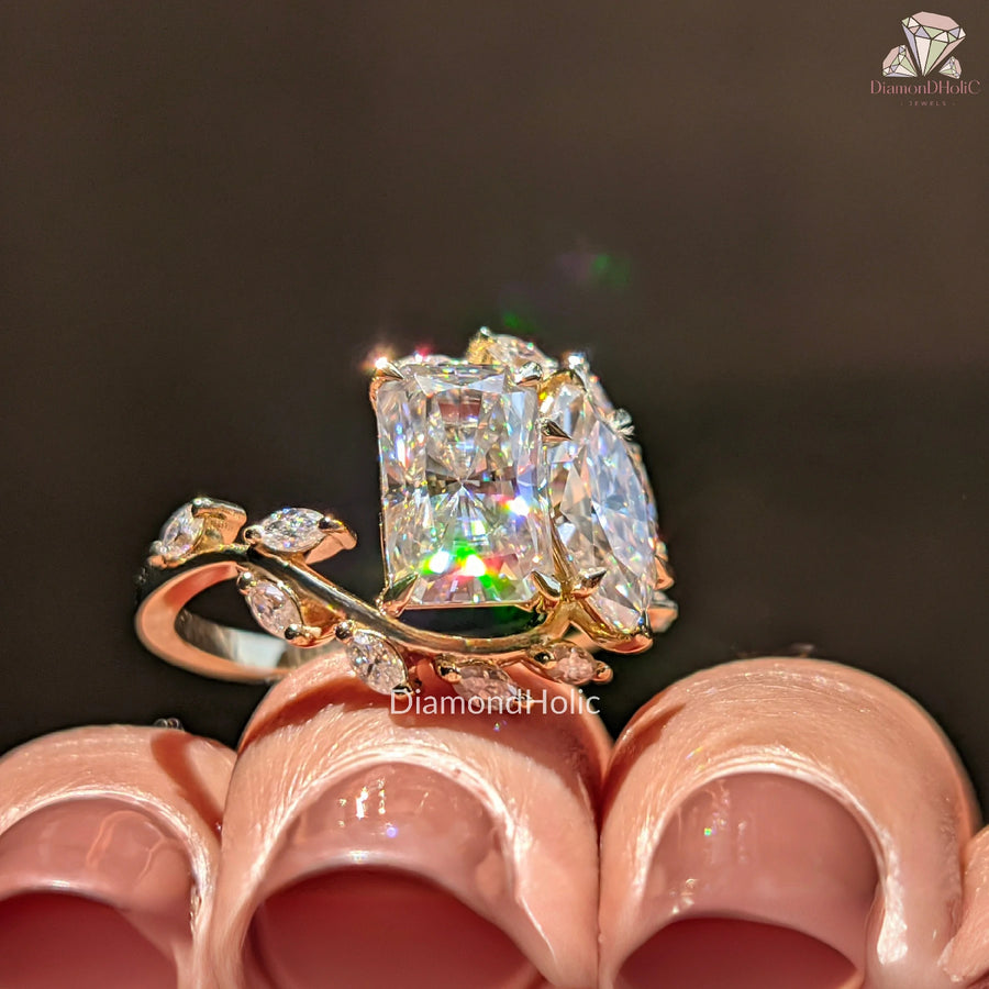 moissanite natural ring | radiant cut wedding band | custom marquise ring

