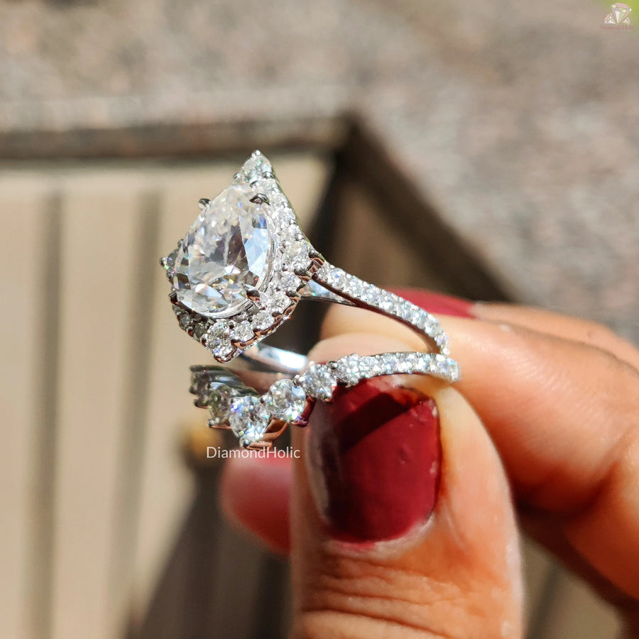 Stunning Pear Ring Set | Elegant Bridal Look | Wedding Ready

