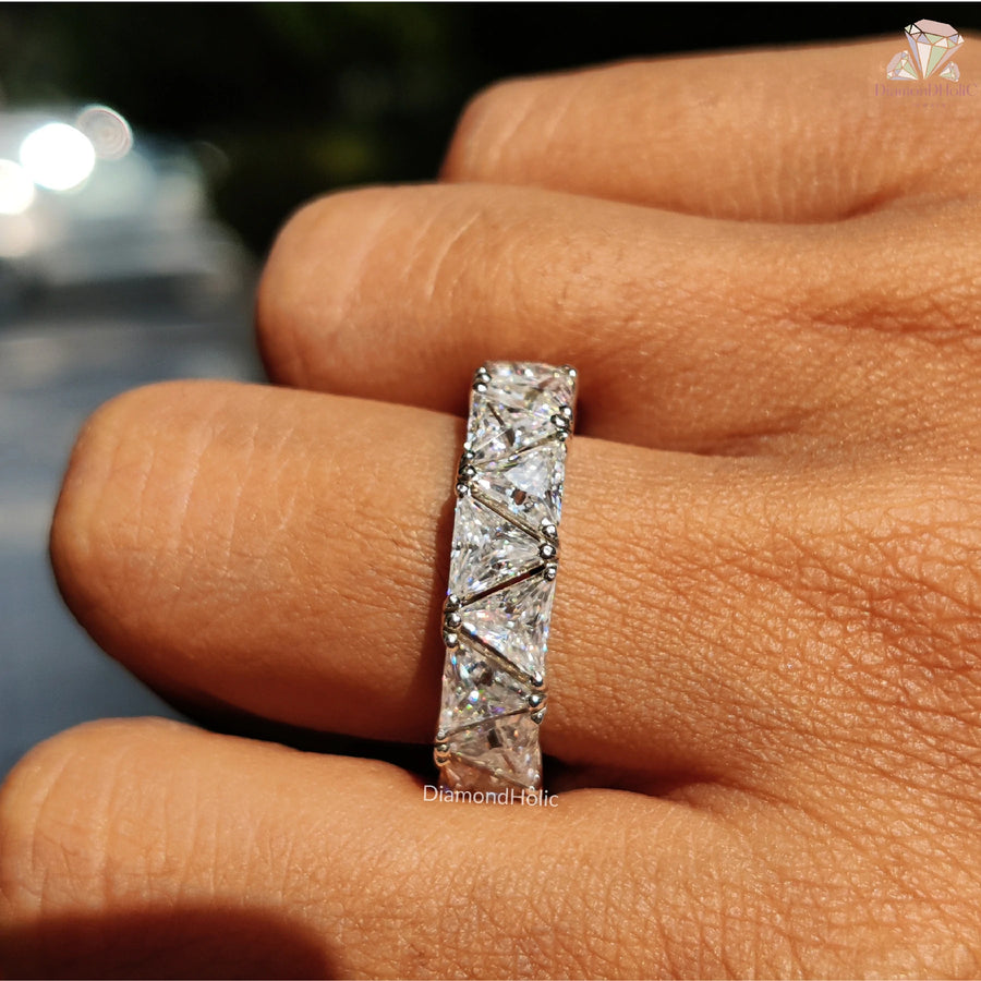 art deco moissanite ring | 3D sparkle moissanite ring | unique bridal band
