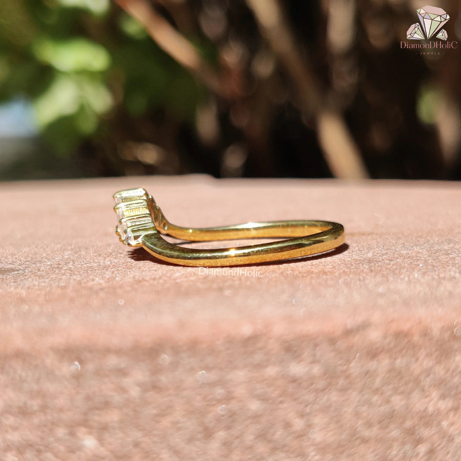 modern chevron ring | dainty moissanite gold ring | gift for her jewelry

