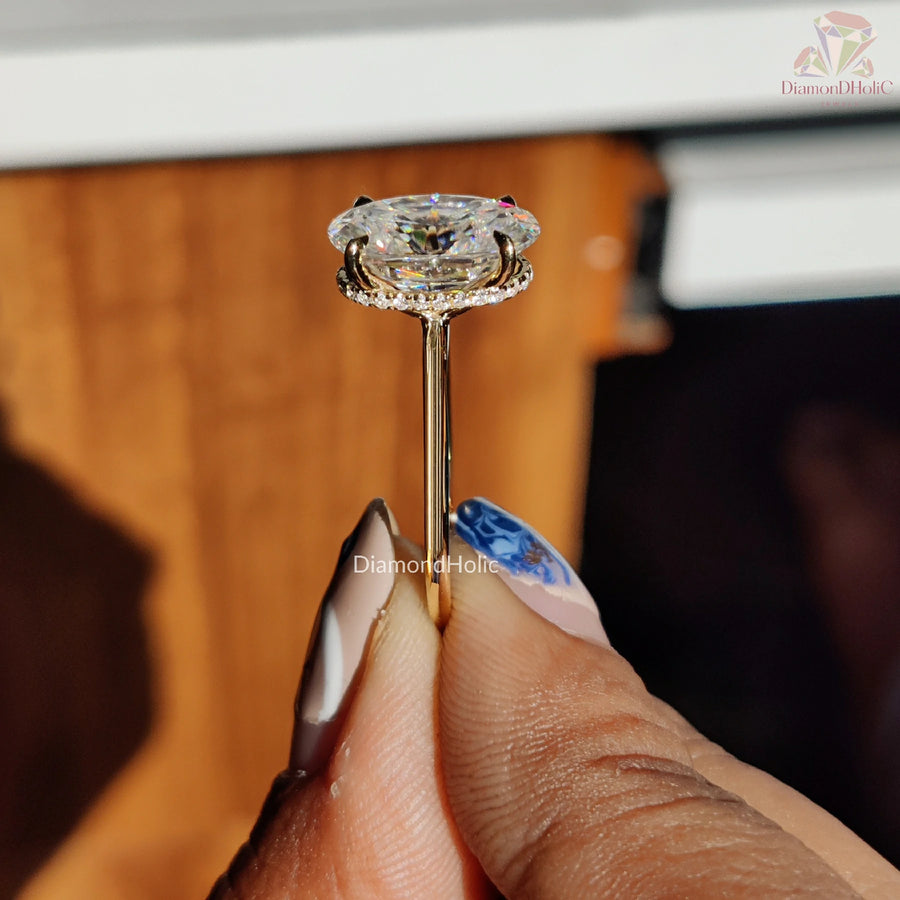 oval cut engagement ring | moissanite solitaire ring | sleek band ring

