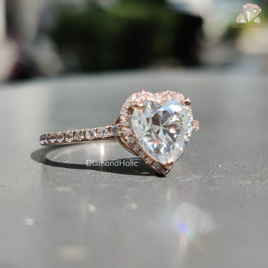 14K Gold Moissanite Ring | East-West Emerald Cut Ring | Moissanite Engagement Band 