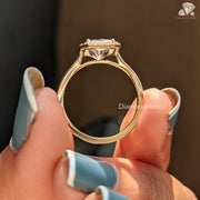 elegant halo engagement | radiant halo band | green diamond alternative
