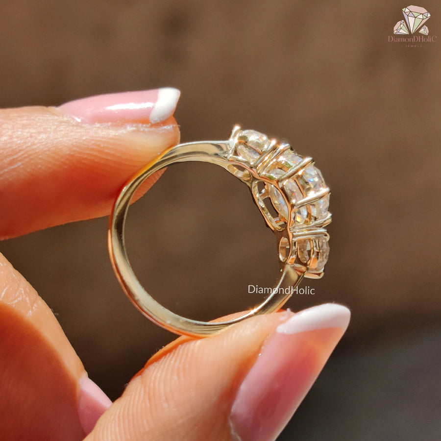 vintage inspired ring | moissanite ring for her | three stone diamond ring

