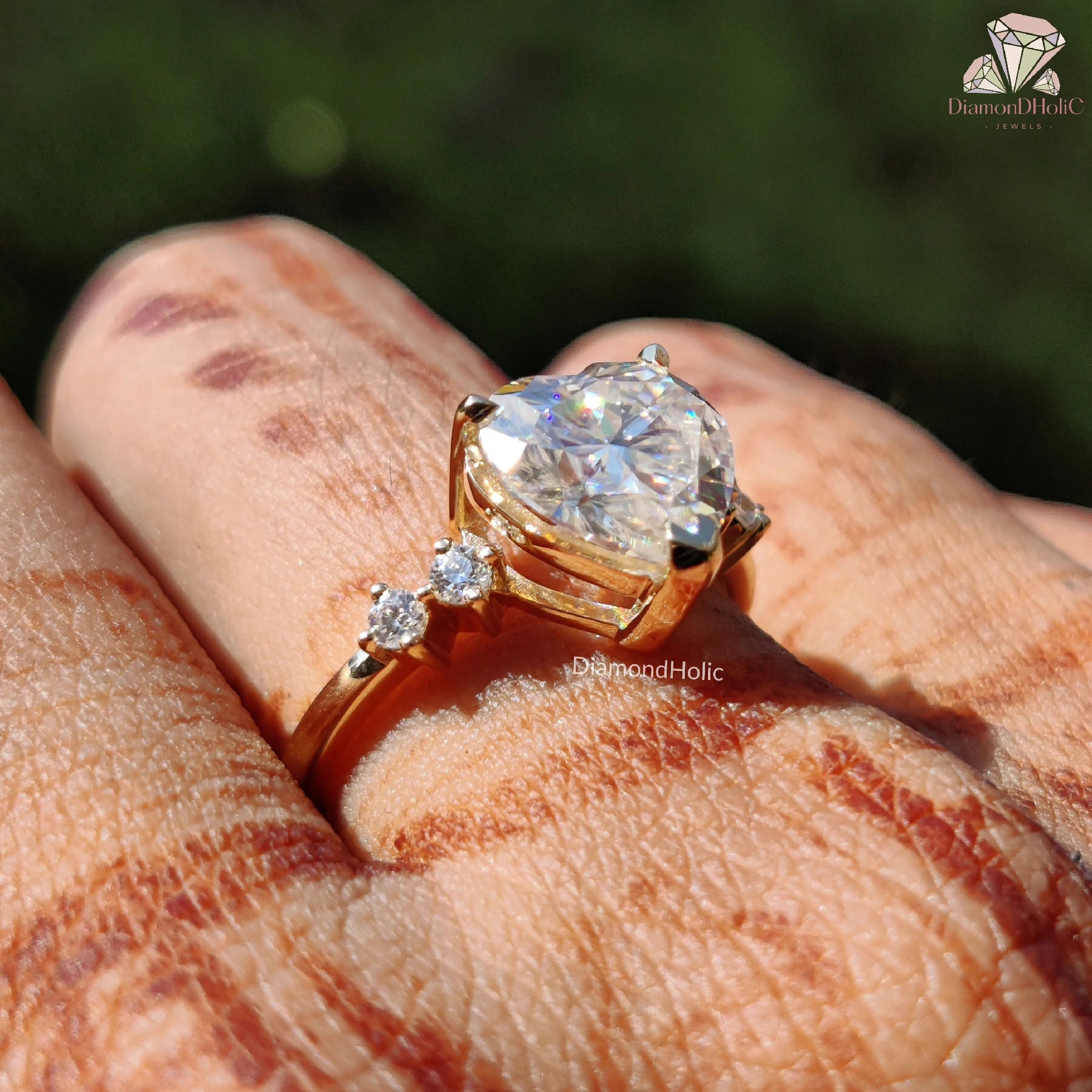 heart cut moissanite ring | yellow gold heart ring | moissanite love ring
