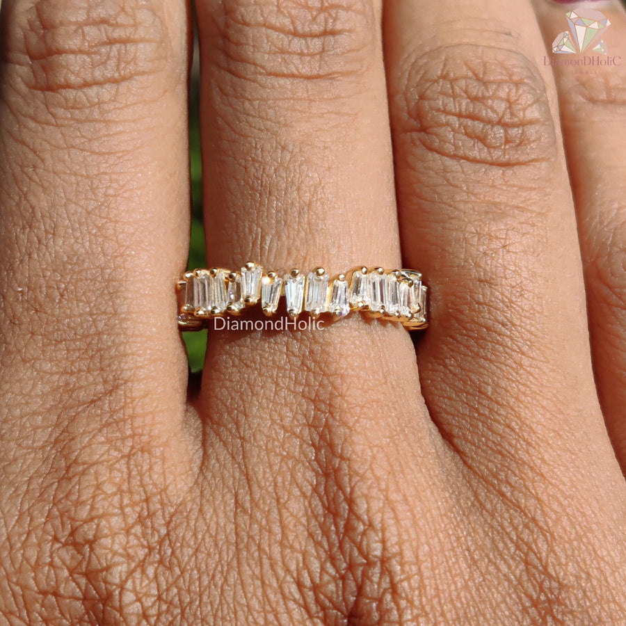 Moissanite Baguette Engagement | Classy Wedding Ring | Elegant Band Design

