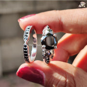 Unique Wedding Band | Black Spark Ring | Round Cut Boldness

