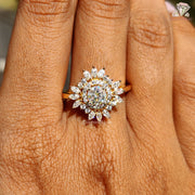 nature-inspired ring | moissanite ring in gold | handmade sunflower ring
