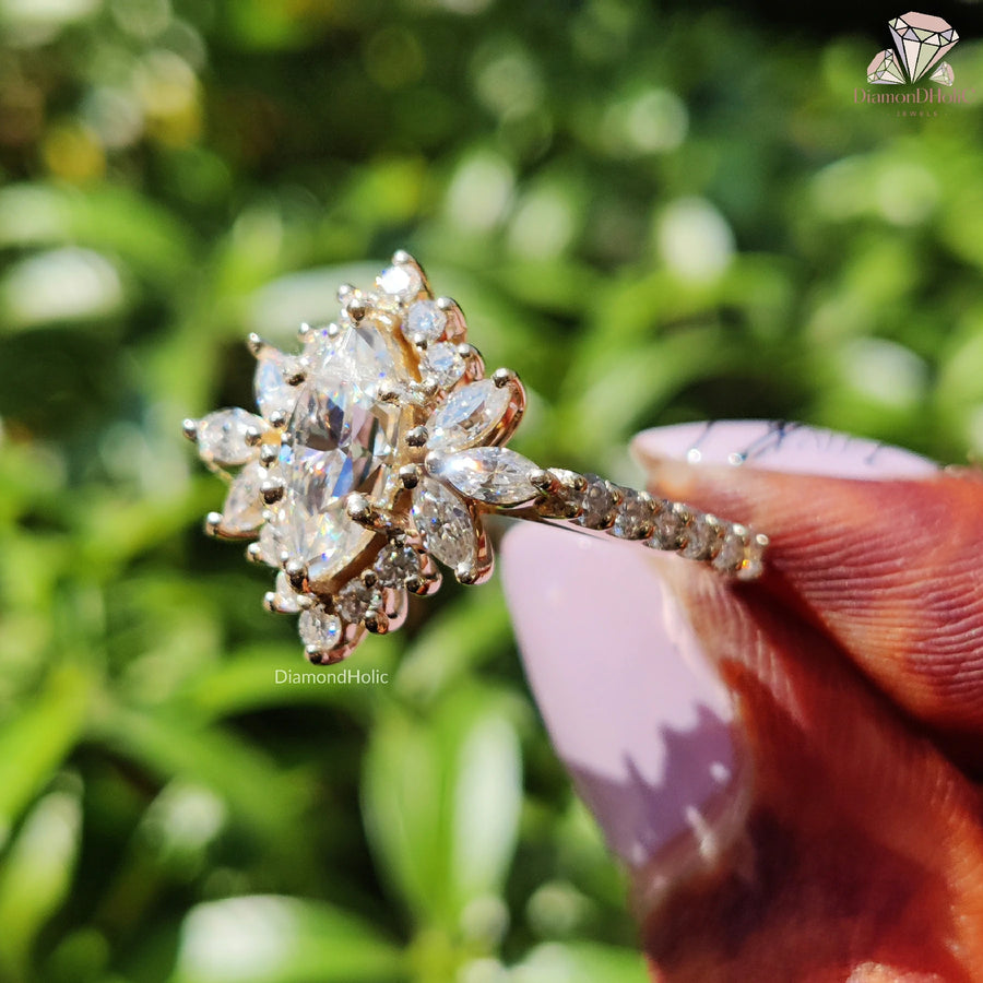 statement moissanite ring | engagement ring for her | marquise bridal sparkle
