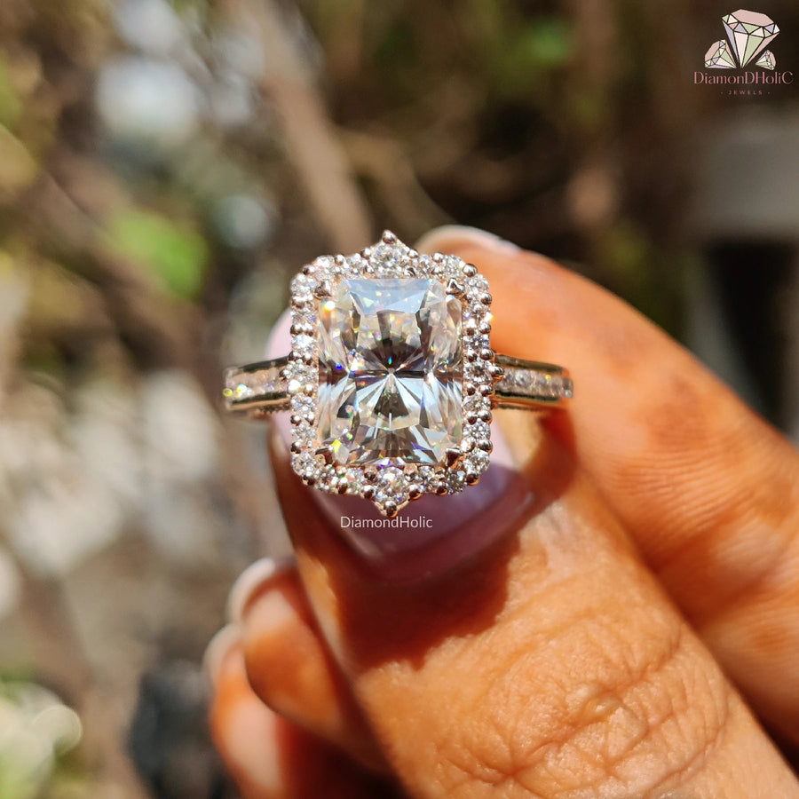 lab grown diamond ring | radiant engagement ring | moissanite bridal ring
