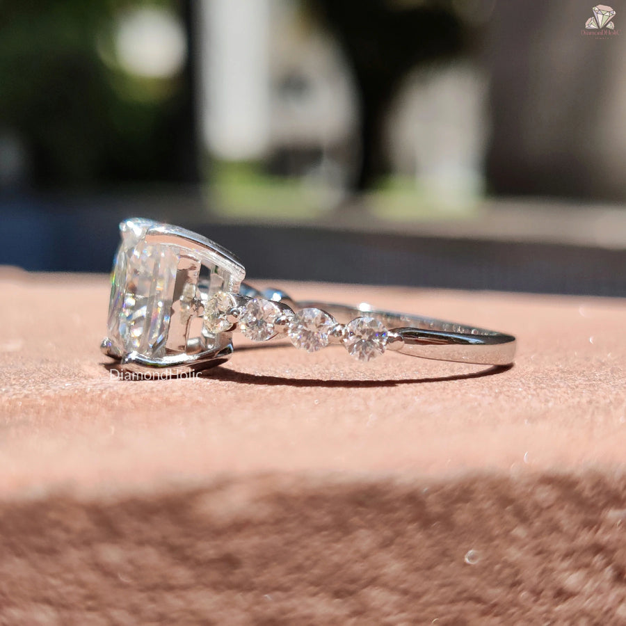 Moissanite Princess Cut Shine | Promise Ring for Her | Delicate Pave Band


