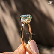 yellow gold moissanite ring | custom moissanite jewelry | pear cut side stones

