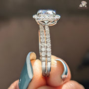 moissanite bridal jewelry | lab created diamond look | white gold setting
