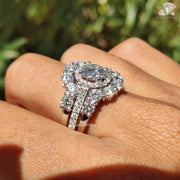 luxury engagement ring | round moissanite | eternity band
