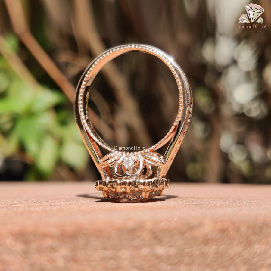 center stone radiant cut | moissanite luxury ring | modern halo ring
