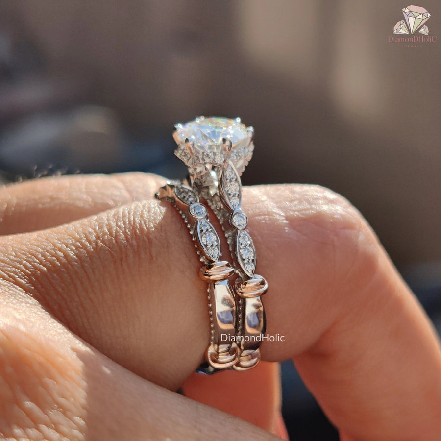  Dazzling Round Cut Wedding Band | Affordable Vintage Inspired Jewelry | Beautiful Round Cut Bridal Gift 