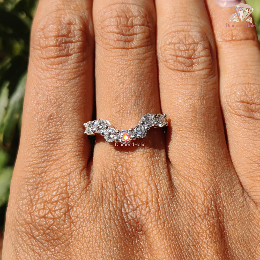 moissanite wedding jewelry | round cut moissanite band | half eternity ring
