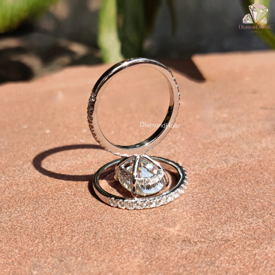 925 silver moissanite ring | white metal bridal ring | engagement ring combo
