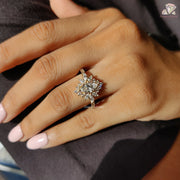Marquise Cut Moissanite Floral Cluster Halo-Vintage Engagement Ring