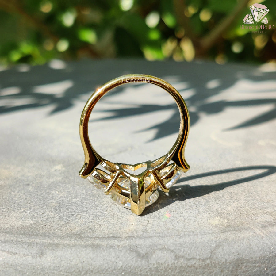 14k gold heart ring | bridal moissanite ring | modern heart engagement
