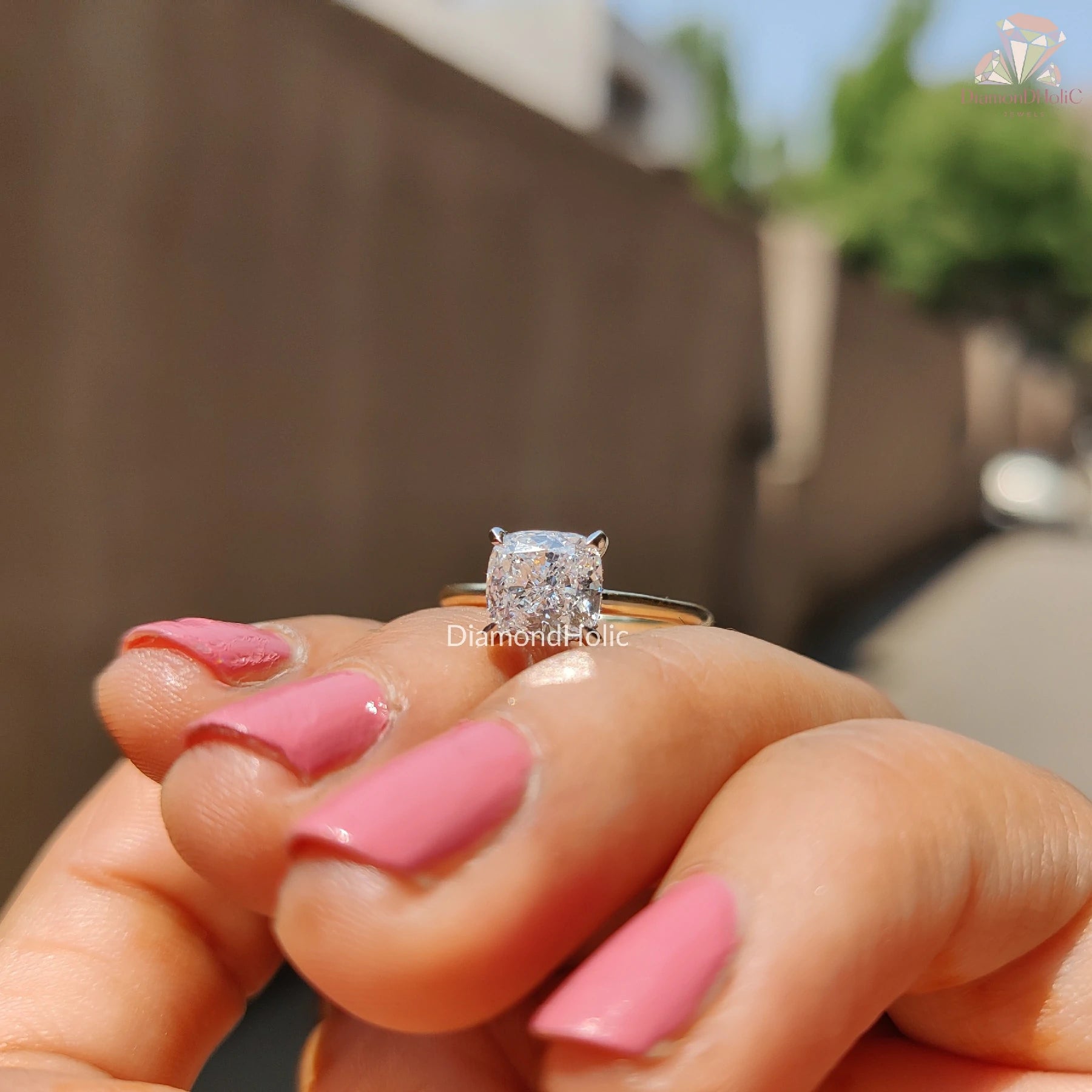 cushion cut diamond ring
