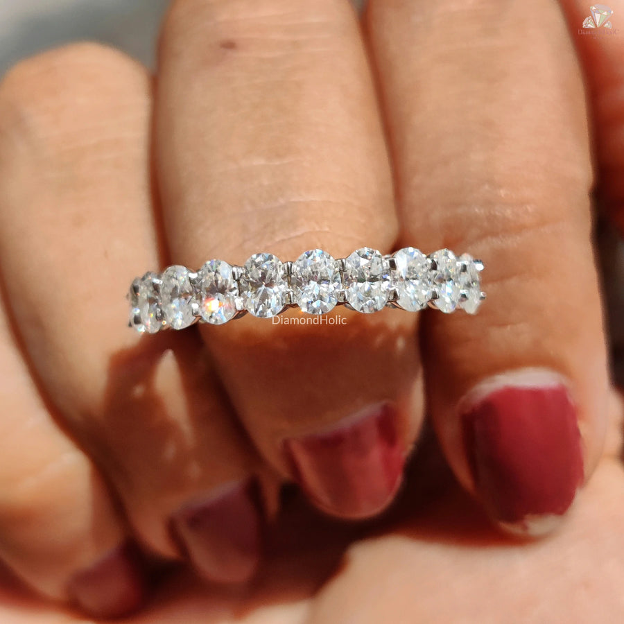 Promise Ring for Her | Oval Cut Sparkle Band | Moissanite Wedding Ring

