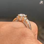 Round Cut Lab Grown Diamond Channel Setting Pave Engagement Ring
