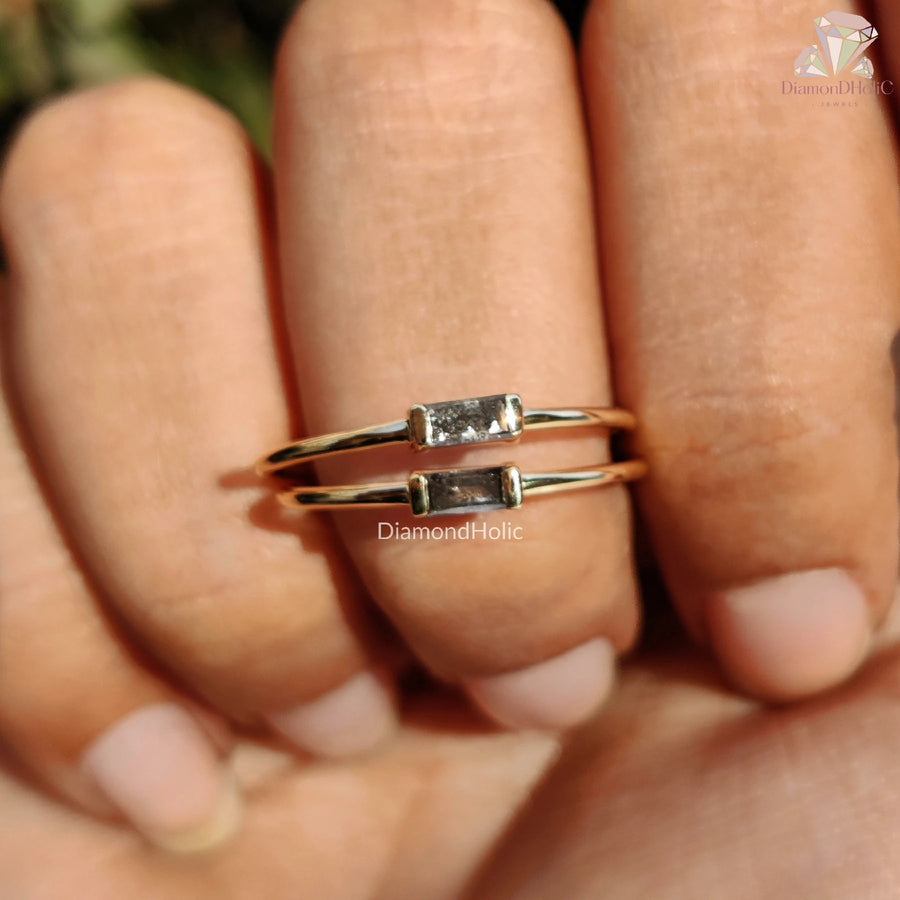 simple gold ring | gold bar ring for her | artisan diamond ring
