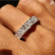 luxury eternity wedding band | moissanite bridal jewelry | trillion diamond simulant ring
