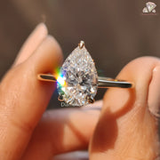 Pear Cut Lab Diamond Ring | Simple Lab Diamond Engagement Ring | Elegant Lab Diamond Jewelry