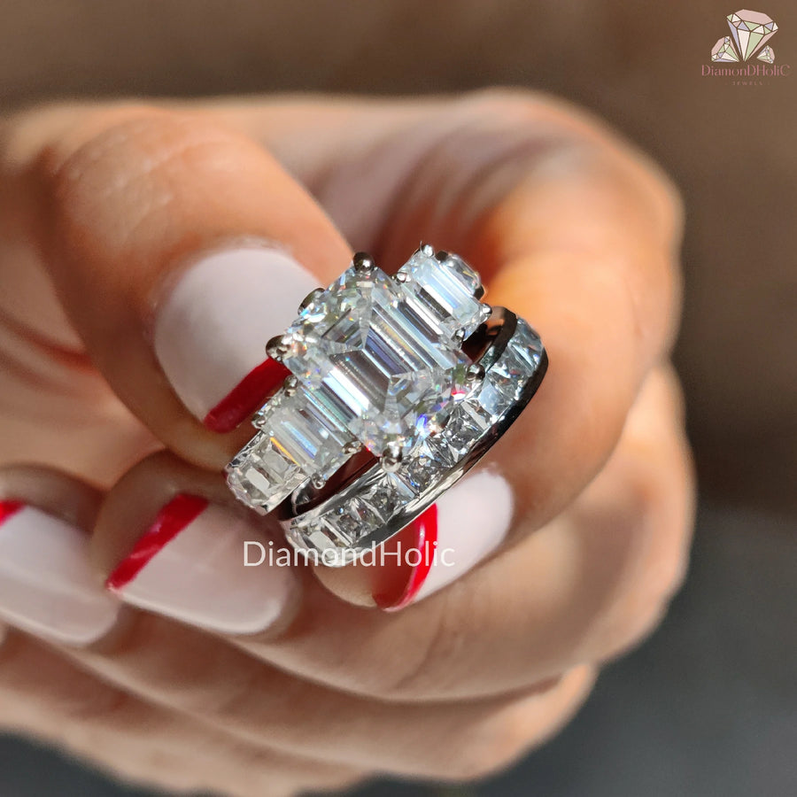 emerald cut moissanite ring