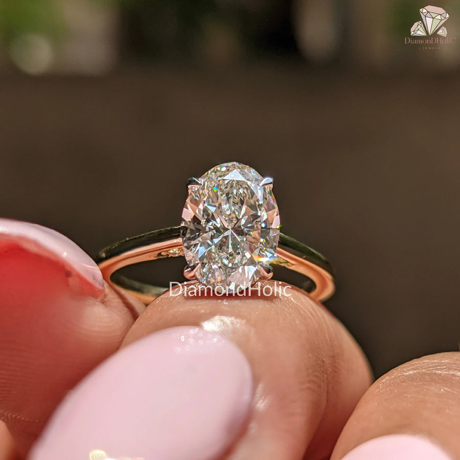lab grown diamond ring | oval cut diamond ring | solitaire engagement ring
