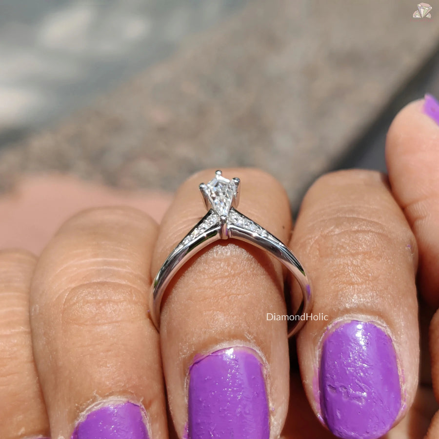 Bold Moissanite Design Ring | Kite Cut Wedding Band | Modern Romance Gift

