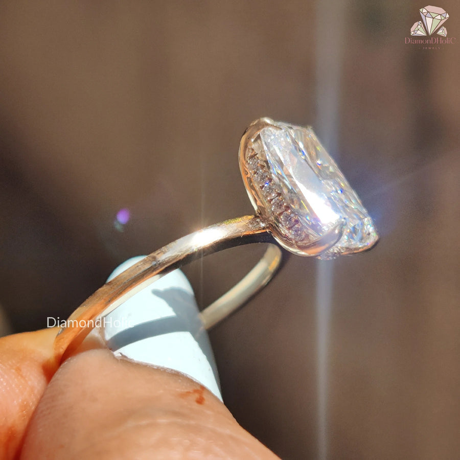 cushion cut diamond ring | lab grown diamond jewelry | yellow gold ring for her
