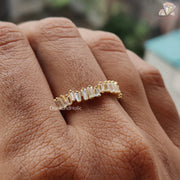 Diamond Look Moissanite Ring | Baguette Cut Wedding Band | For Her Gift Ring

