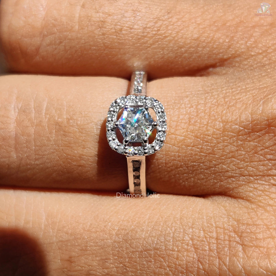 Dainty Diamond Wedding Ring | Unique Pave Setting | Lab Grown Design

